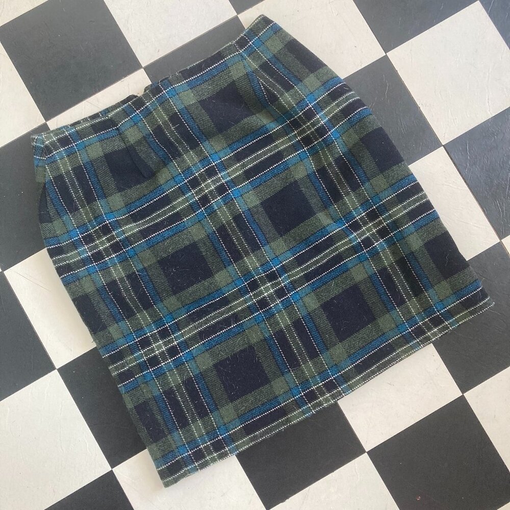 Vintage Wool Tartan Knee Length Skirt